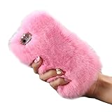 Orangesky for Iphone 6/ 6s Plus,warm Fur Plush Wool Bling Case Cover Skin (Pink)
