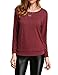 Haola Women's Long Sleeve Tops Round Neck Casual Teen Girls Tees Loose T Shirts Blouse L WineRed