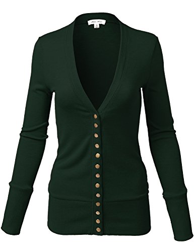 Womens V Neck Snap Button Long Sleeve Soft Basic Knit Desertcart