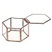 Jili Online Mini Copper Faceted Hexagonal Clear Glass Jewelry Box Tabletop Home Decoration