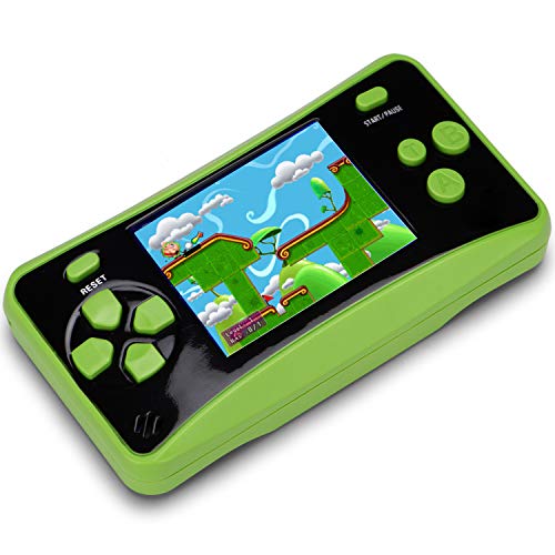 HigoKids Handheld Game Console for Kids Portable Retro Video Game Player Built-in 182 Classic Games 2.5 inches LCD Screen Family Recreation Arcade Gaming System Birthday Present for Children-Green