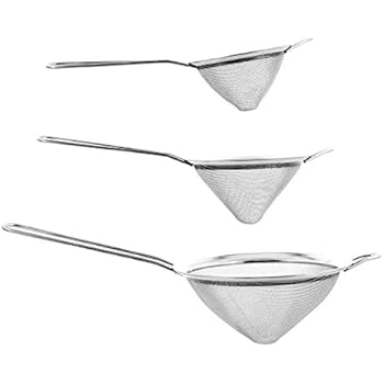 U.S. Kitchen Supply - Set of 3 Premium Quality Extra Fine Twill Mesh Stainless Steel Conical Strainers - 3