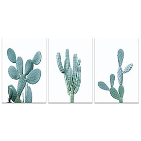 White And Cactus 2 - 3 Panel Canvas Art