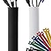 New Design PREMIUM 120" Cable Management Sleeve with Free Zip Ties, Best Cords Organizer Wire Hider Protector for Desk TV PC Home Theater, DIY Adjustable Black - White Neoprene Cord Sleeves primary