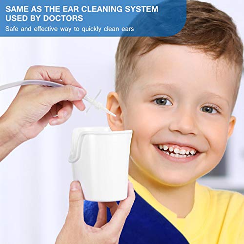 Ear Wax Removal Tool, ETEREAUTY Ear Cleaning Irrigation Kit for Adults & Kids, Includes 25 Disposable Tips, Basin, Syringe, 2 Long Hose, Curette Set (3 pcs), Towel and Cotton Swab (100pcs)