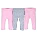 Gerber Baby Girls' 3-Pack Pant, Gray/Light Pink, 0-3 Months
