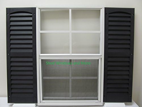 Shed Window and Shutters (Pair) 18" X 27" White J-channel Mount, Storage Shed, Playhouse (Green)