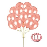 Rose Gold Balloons Hovebeaty 12 Inches thicken Latex Metallic Rose Golden Balloons 100 Pack for Wedding Party Baby Shower Christmas Birthday Carnival Party Decoration Supplies