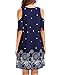 Romwe Women's Short Sleeve Cold Shoulder Floral Print Casual Loose Tunic Dress Navy L