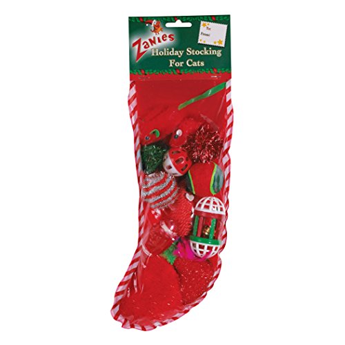 Zanies Fun Filled Holiday Cat Stocking with Assorted Cat Toys