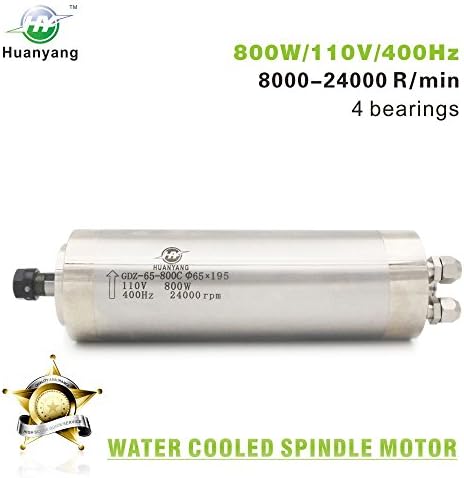 Water Cooled CNC Spindle Milling Motor 110V 800W 24000RPM 400hz ER11 Collet HUANYANG CNC Motor Factory Direct Sales
