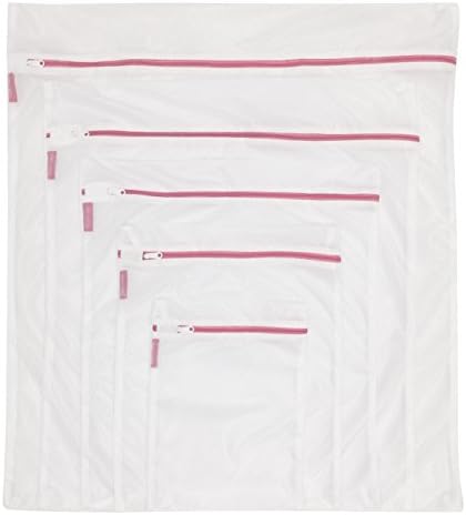 Essex Wares - Set of 5 Mesh Laundry / Lingerie Wash Bags – 1 Each Size: XX-Large, Extra Large, Large, Medium &amp; Small - For Blouse, Hosiery, Stocking, Underwear, Bra and Lingerie.