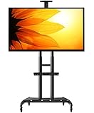 North Bayou TV Cart TV Stand with Mount and Shelf for 55&rdquo; - 70 inch Flat Panel Screens and Displays up to 200lbs Steel Black AVA1800-70-1P