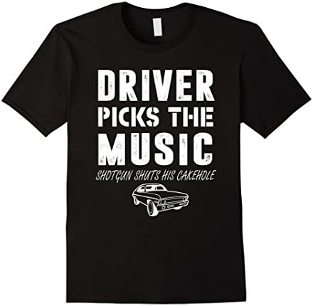 Men's Driver Pick The Music Shotgun Shuts His Cakehole T Shirt Large Black