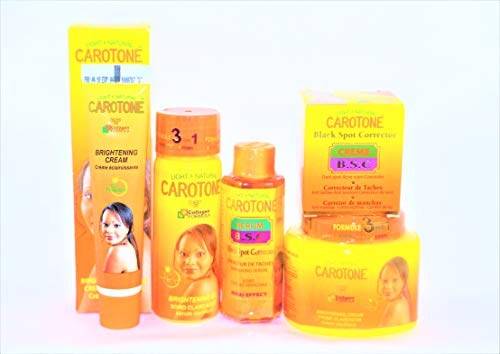 CAROTONE SUPER 5 PACK Carotone Black Spot serum, Brightening oil, tube cream. jar cream and BSC