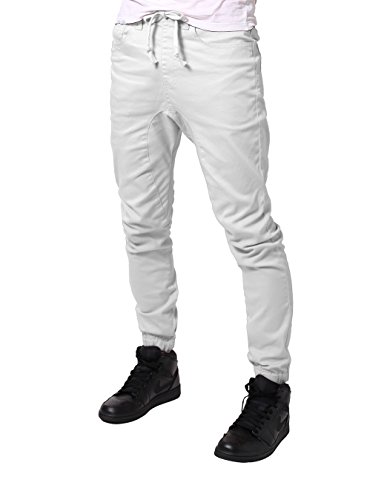 JD Apparel Mens Slim Fit Drawstring Harem Jogger Fashion Pants XL White