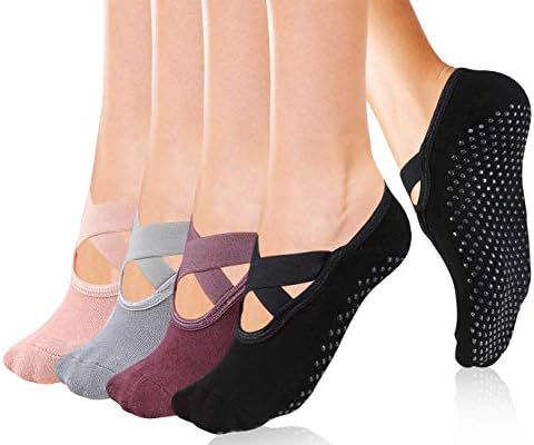 Yoga Socks Non Slip Skid Pilates Ballet Barre with Grips for Women by Cooque