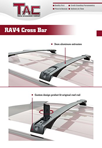 TAC Aluminum Cross Bars Fit 2013-2018 Toyota RAV4 with Lock System Best for Roof Top Rail Rack Snowboard Kayak Canoe Luggage Carrier