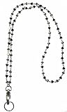 Stainless Steel or Iron Chain Lanyard and badge holder 34 inches, Magnetic Breakaway clasp or Non Breakaway options available (Hematite Chain - NON Breakaway (Stronger))