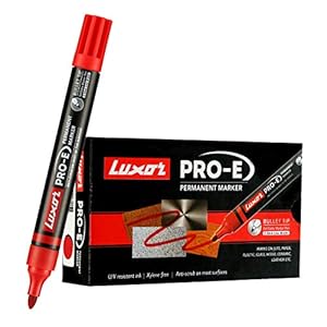 Luxor 1884 Pro-E Refillable Permanent Marker – Red – Box of 10