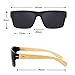 WISH CLUB Wood Square Handmade Sunglasses UV 400 Lenses Classical Style for Women and Men Adults Wooden Bamboo Vintage Light Retro Glasses (Grey)