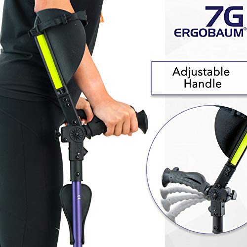Ergobaum® Prime 7TH Generation by Ergoactives. 1 Pair (2 Units) of Ergonomic Forearm Crutches - Adult 5' - 6'6'' Adjustable (Blue)