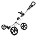 TOMSHOO Golf Cart Foldable 3 Wheels Push Cart Aluminum Pull Cart Trolley with Footbrake System Beverage Holder