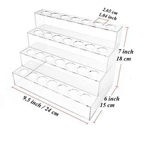 Nail Polish Organizer, Boxalls Lipsticks Holder 4 Layers Display Stand with 28 Grids Transparent