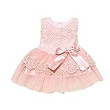Fairy Season Cute Baby Girls Princess Party Tutu Lace Bowknot Flower Gown Dress Pink