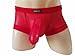 Semboon Men's Transparent Soft Mesh Cock Sheath Boxer Briefs Trunks Underwear Red