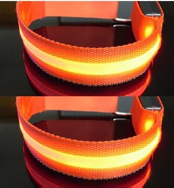 ShineVGift LED Sports Armband Flashing Safety Light for Running, Cycling or Walking At Night Set of 2 (Red)