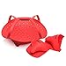 Cuisinework Bundle 3 items Rose Red 8 inches Steamer or Strainer with 2 Universal Multipurpose Oven Cooker Mitts Food Grade Silicone 500F Heat Resistant for Vegetable Seafood Babyfood Fruit Hotdog