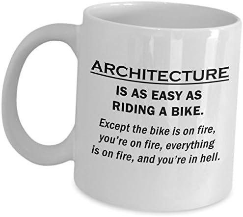 Funny Architecture Mug Licensed Architect Ideas Coffee Tea Cup - As Easy As Riding A Bike On Fire - Cute Gag Gifts for Men Women Desk Accessories Decor Degree Appreciation Graduation