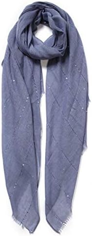 Plain Colour Ladies Scarf Shoulder Wrap Wedding Bridal Shawl Sequin Sparkle Line Detail Soft Feel, Large Size
