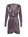 Simplee Apparel Women's Sexy Deep V Neck Ruffles Velvet Dress Party Wrap Dress Grey Purple