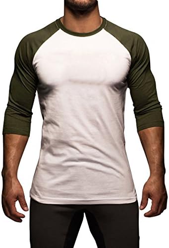 Pishon Men's Raglan Shirt Casual Slim Fit 3/4 Sleeve Crew Neck Baseball T-Shirts