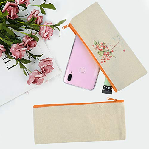 10 pcs Multi-Purpose Cotton Canvas Zipper Invoice Bill Bag Pen Pencil Cosmetic Makeup Bag Pouch Blank DIY Craft Bag (White, 3.5x8.3)
