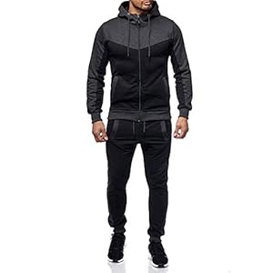 eiuEQIU Joggingpak voor heren, trainingspak, sportpak, joggingpak, fitnesspak, outfit, streetwear, joggingbroek, hoodie…