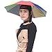 Accinouter Head Headband Umbrella Hat, Folding Headwear 26” Elastic Headband Sun Rain Gardening Umbrella Hat Cap for Party, Fishing Campaing (Rainbow, 14.2