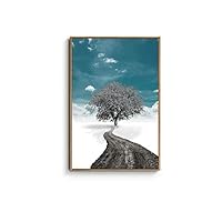 Framed Canvas Home Artwork Decoration The Road to The Distance Canvas Wall Art for Living Room Bedroom - 16x24 inches