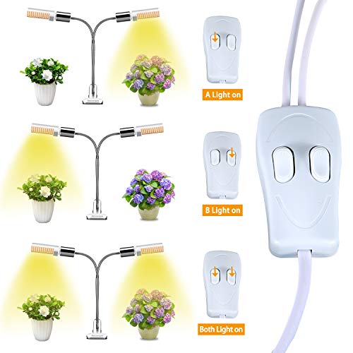 LED Plant Grow Light for Indoor Plants- 45W Full Spectrum Sunlike Replacement Bulbs Plant Light with Double Switch - 360 Degree Dual Head Flexible Gooseneck Grow Lamps ...