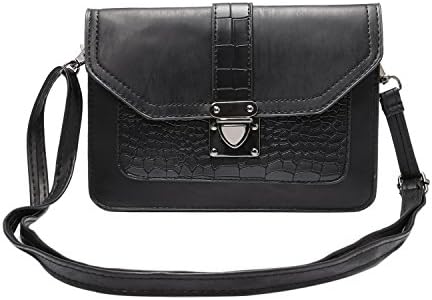 Tramzzd M Premium Ladies PU Leather Messenger Satchel Bag Mini Crossbody Shoulder Bag Cellphone Pouch (Black)