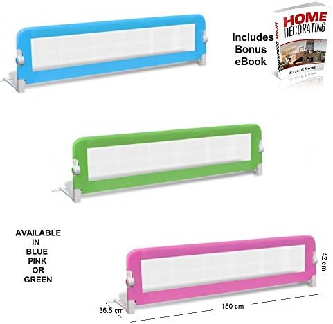 Child Safety Bed Rail Extra Long Bed Guard Toddler Baby Cot bed Single Beds Foldable Available in Blue, Green or Pink (Green)