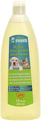 Hypoallergenic Dog and Cat Shampoo - All Natural with Aloe Vera, Chamomile & Rosemary for Sensitive and Young Skin - 17 oz