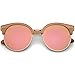zeroUV - Womens Oversize Half Frame Color Mirror Flat Lens Round Sunglasses 55mm