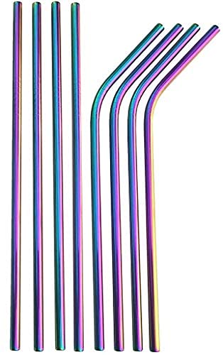 Rainbow Straws Edelstahl Strohhalme bunt, Wiederverwendbare Metall Strohhalme, Kurze und Lange Regenbogen… – Bild 8