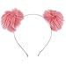 Lux Accessories Blush Faux Fur Pom Pom Ball Cat Ear Panda Costume Puff Headband