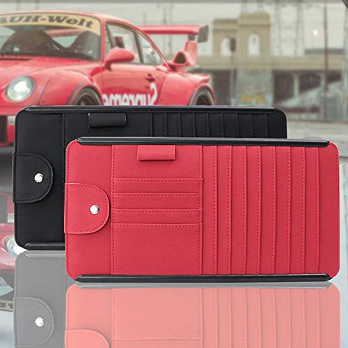 Yamalans Auto Car Sun Visor Faux Leather Card Pen DVD CD Glasses Holder Storage Bag Organizer Pouch Brown 31.5cm x 16.5cm