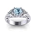 Dolland Women's Silver Oval Cut Natural Aquamarine Cubic Zirconia Ring Engagement Ring,6#