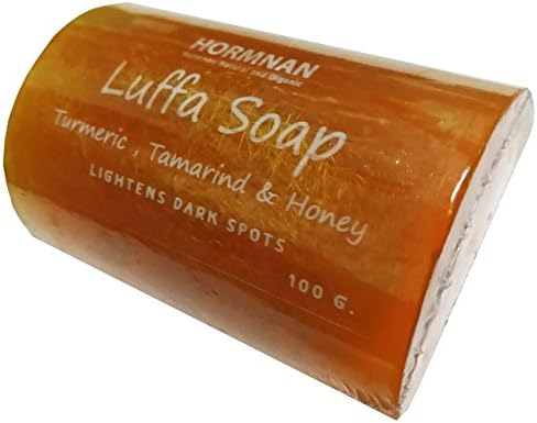Luffa Soap Bar Scrub Clean dark spots whitening aroma natural Thai hand made Herbal Turmeric , Tamarind &amp; Honey soap 100g